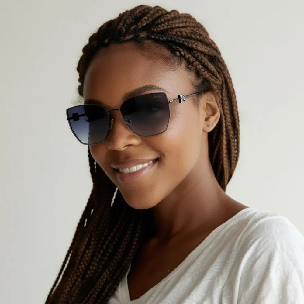 Loewe Women’s Sunglasses | Black Metal Frame | Blue/Gray Gradient Lenses - Picture 11 of 16